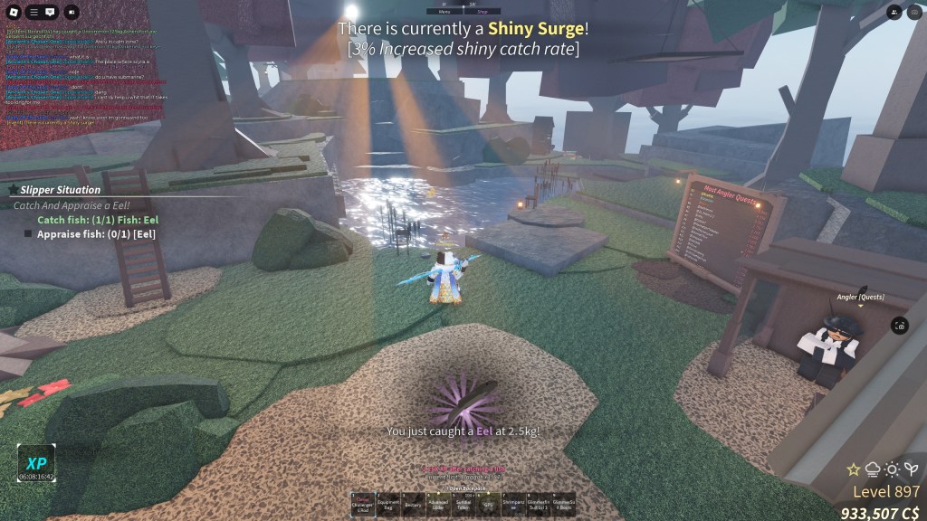 A Fisch player has caught an Eel