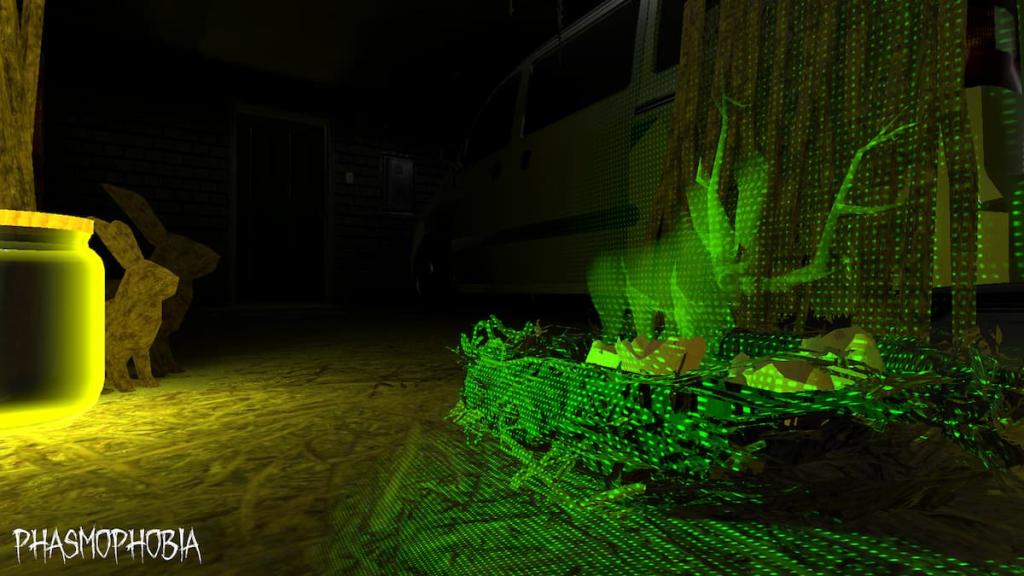 A Jackalope running through DOTS in the 2025 Easter event in Phasmophobia.