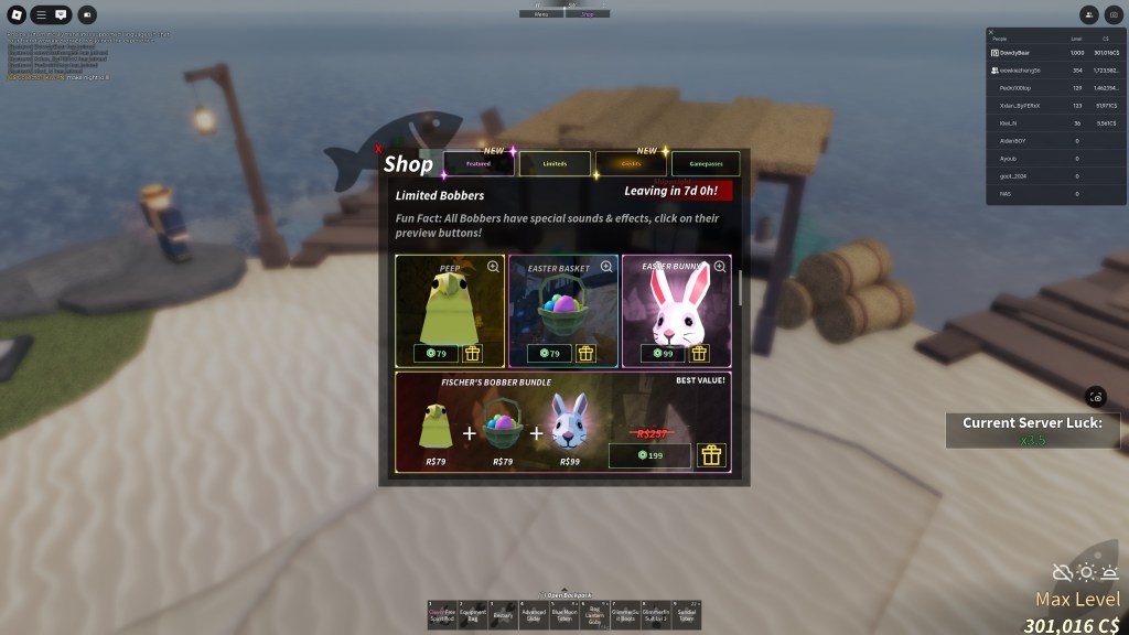 A page showing the new premium bobbers in Fisch Egg Hunt Update