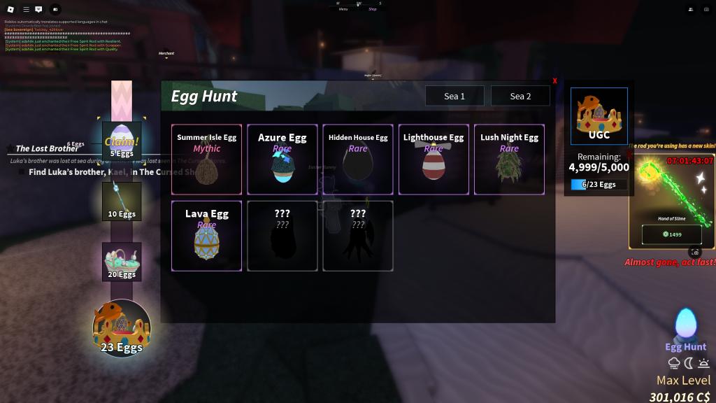Egg Hunt rewards in Fisch