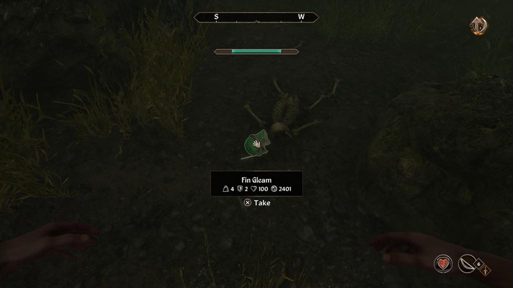 THe skeleton featuring the Fin Gleam Helm in Oblivion Remastered. 