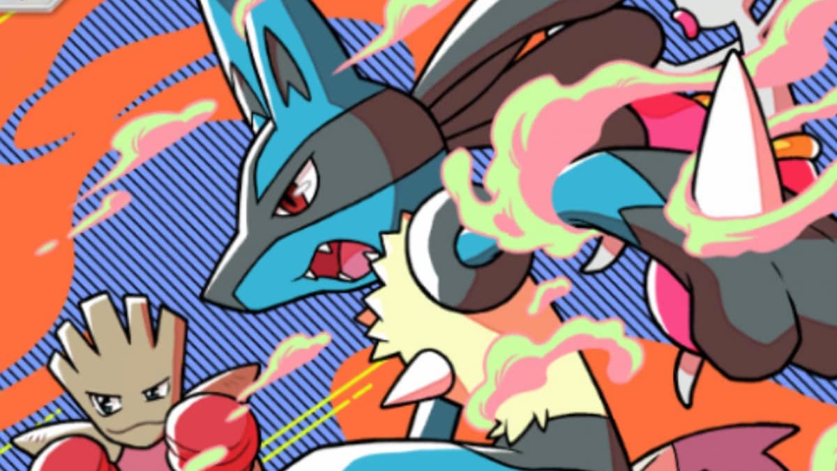 a card of the fighting dog pokemon lucario