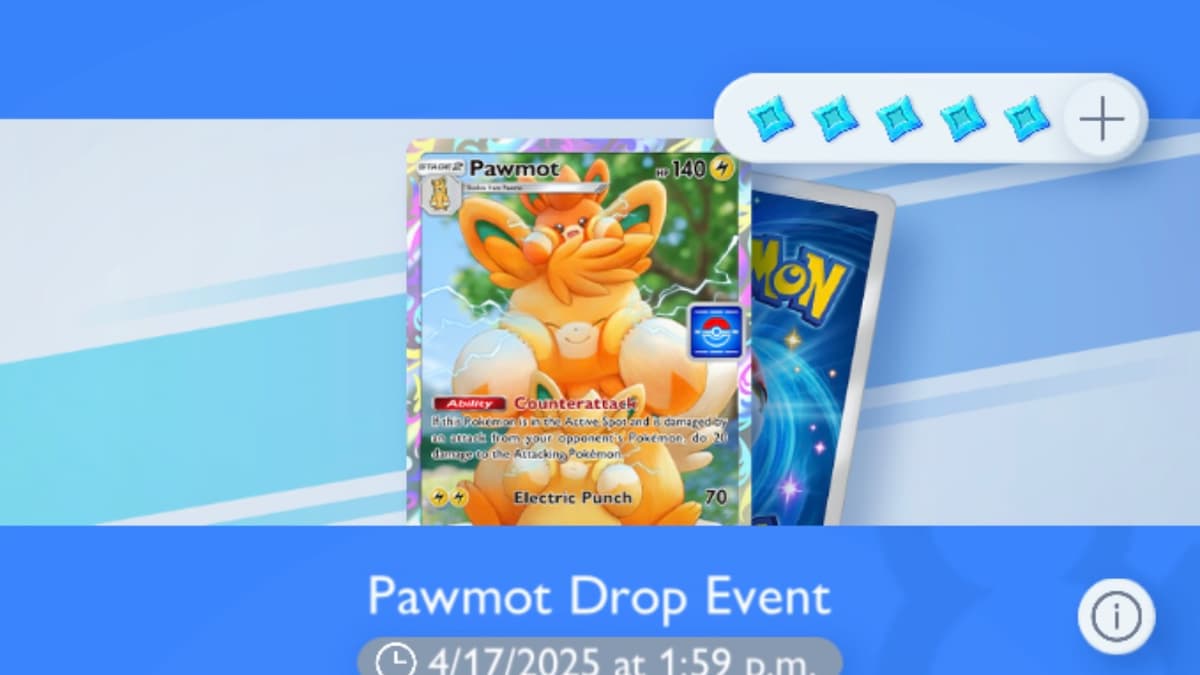 a banner showcasing the electric squirrel pokemon pawmot with its full art card