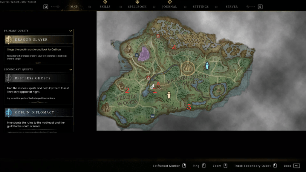 Restless Ghosts objective locations in RuneScape Dragonwilds
