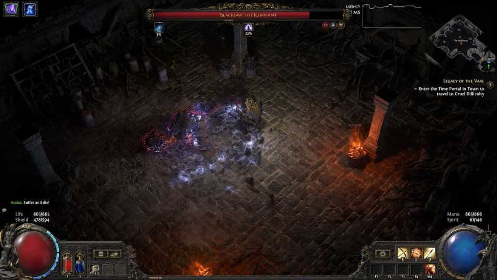 Fighting Blackjaw the Remnant in Path of Exile 2