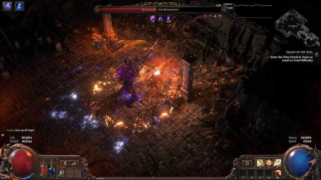 Fighting Blackjaw the Remnant in Path of Exile 2