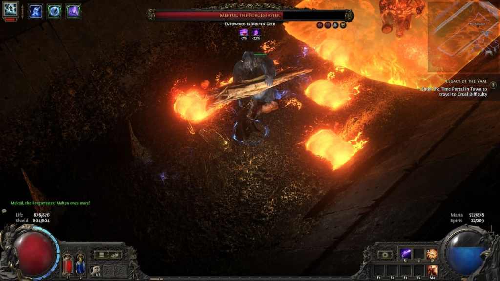 Fighting the boss of The Molten Vault in Path of Exile 2