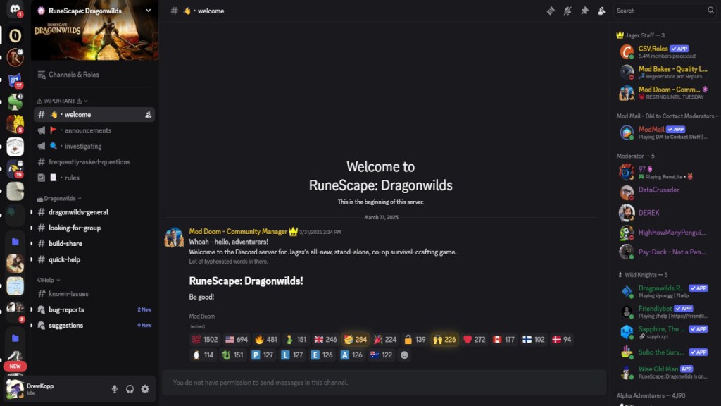 RuneScape: Dragonwilds Discord