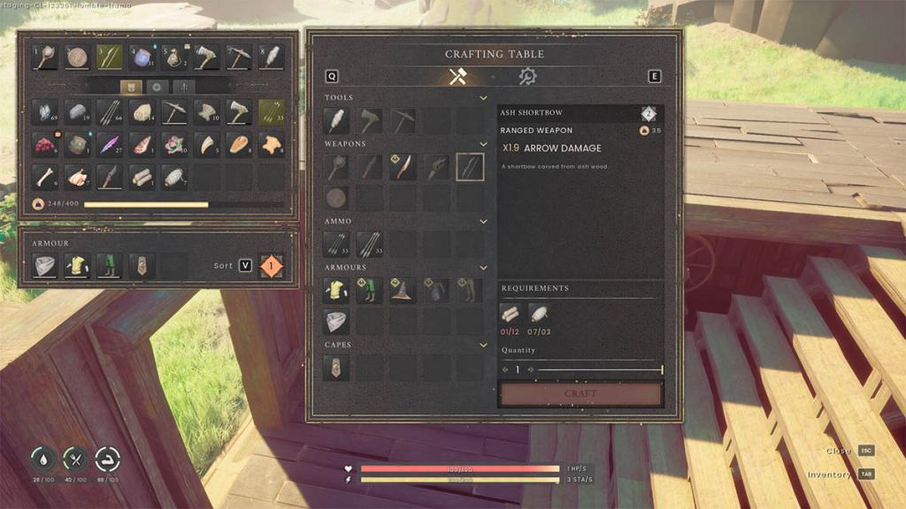 The Ash Shortbow recipe in RuneScape Dragonwilds.