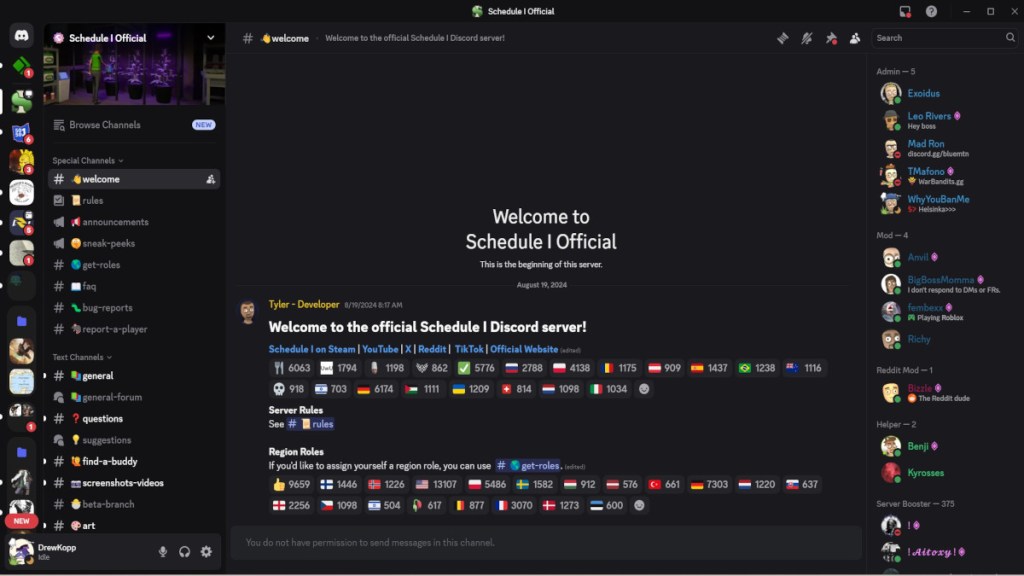 The Schedule 1 Discord server.