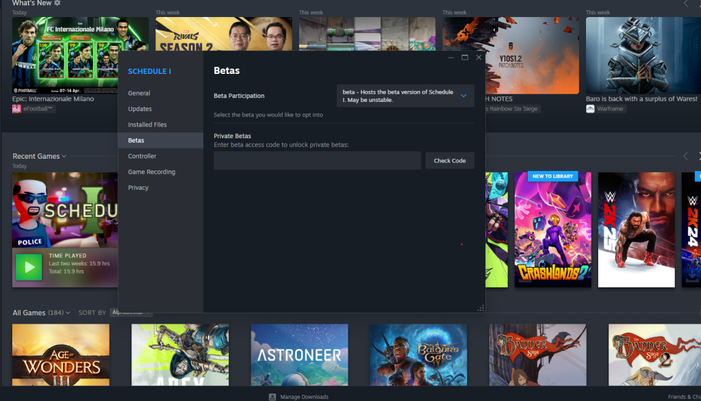 Schedule 1 beta version