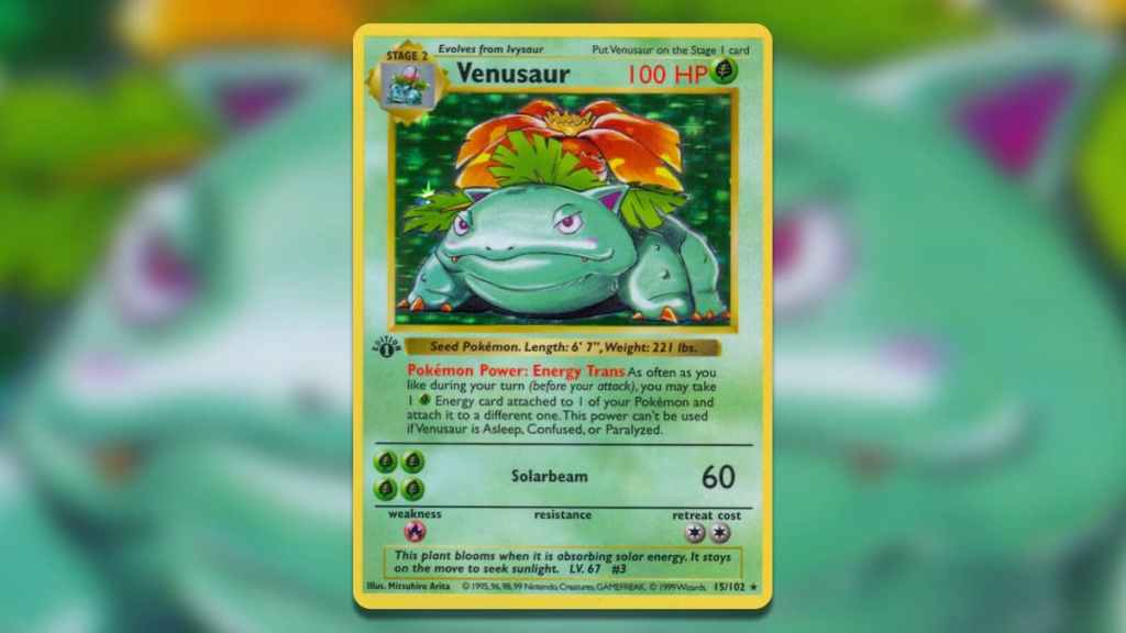 Holofoil Venusaur (First Edition Shadowless) – Base Set card art
