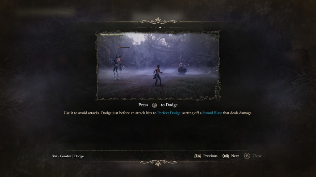 The dodge tutorial in south of Midnight.