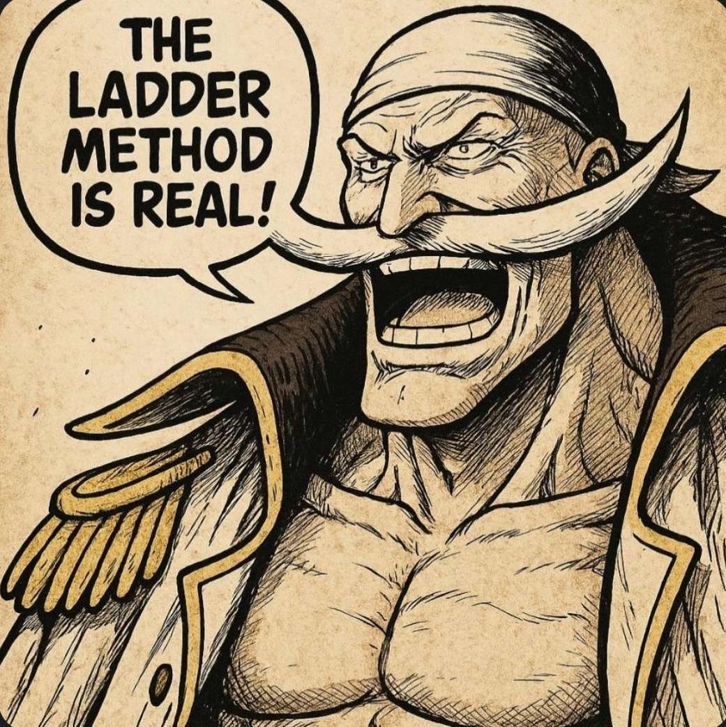 A One Piece character proclaiming that the Ladder method is real in Anime Card Clash