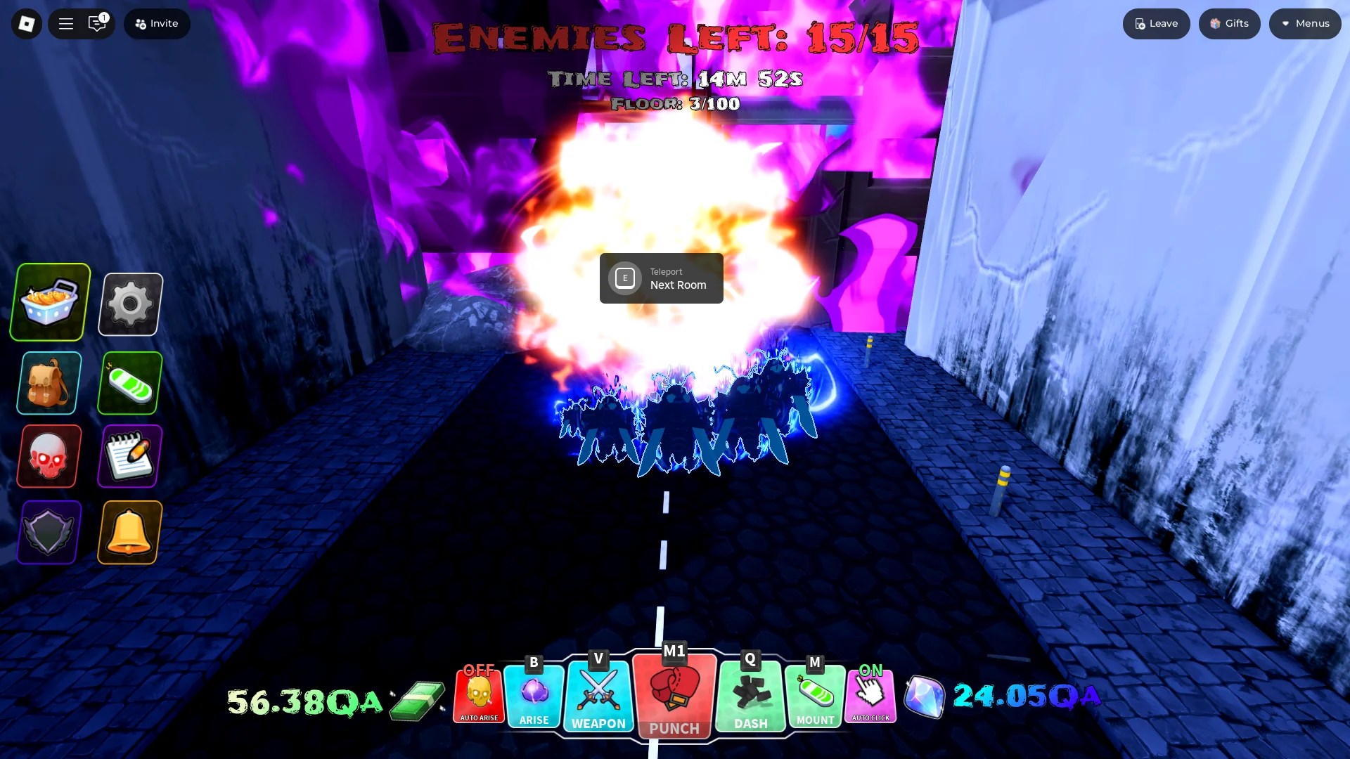 Gate that leads a player to the next floor of the Infernal Castle in Arise Crossover Roblox experience