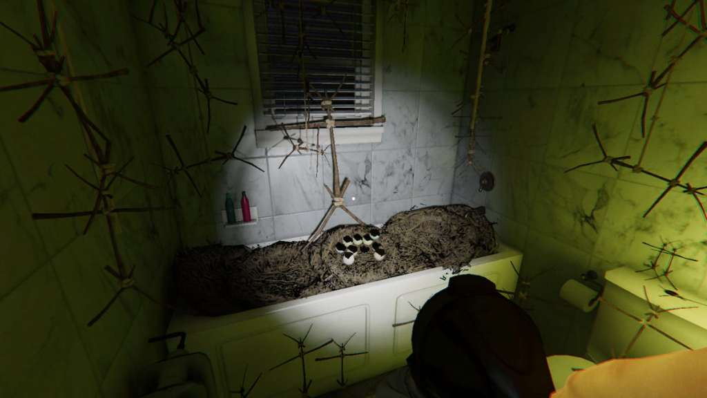 A Forest Minion nest in the bathroom at 6 Tanglewood Drive in Phasmophobia