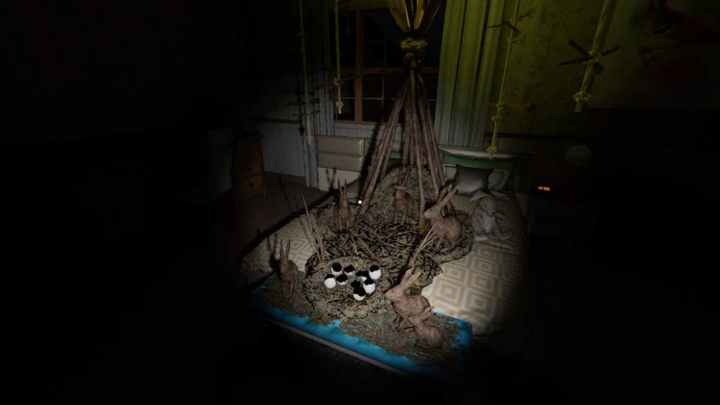 Forest Minion nest on bed at 13 Willow Street in Phasmophobia