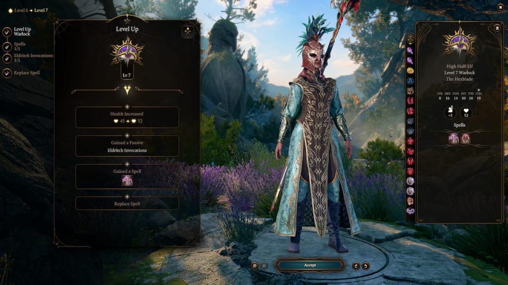 BG3 Hexblade Warlock level 7 abilities