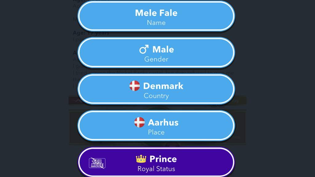 BitLife character starting as a prince