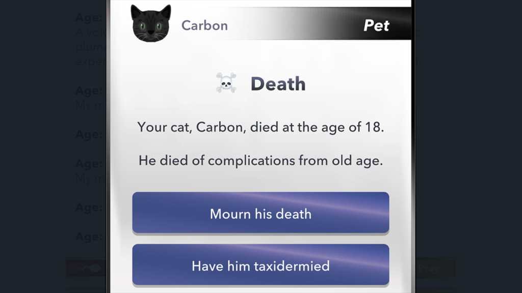 Taxidermy pet option in BitLife