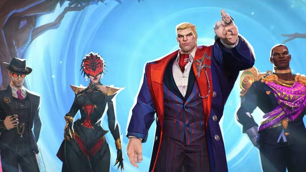 Bruce Banner, Black Widow, Captain America, and Black Panther at the Hellfire Gala in Marvel Rivals. 