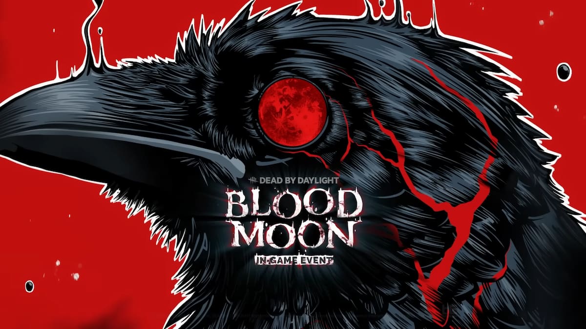 A raven with a red moon eye for the Blood Moon event in Dead by Daylight