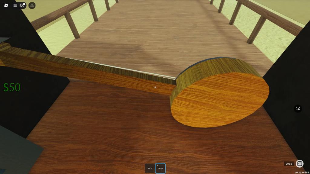 A player showing the correct camera position needed to play the 1st note on the Banjo in Dead Rails Roblox experience