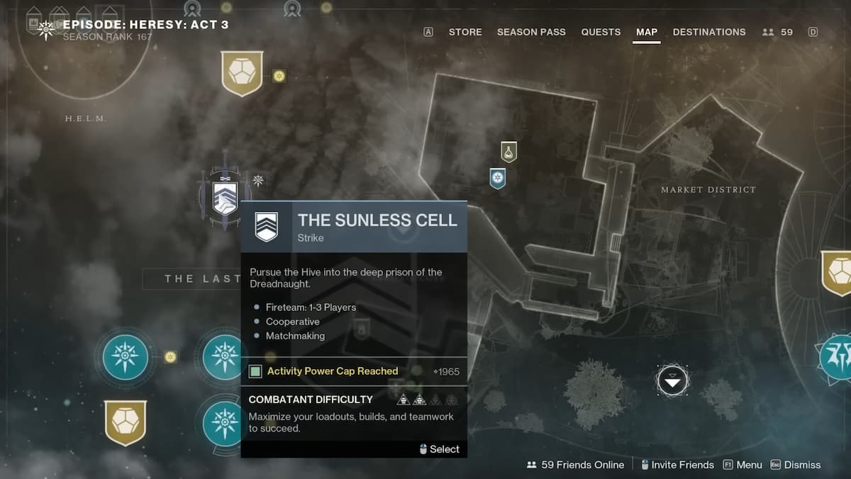 a screenshot of the sunless cell strike in destiny 2