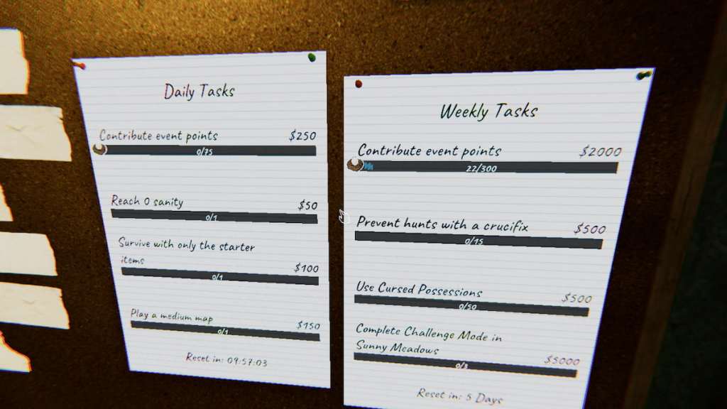 Event points quests in Phasmophobia Cursed Hollow