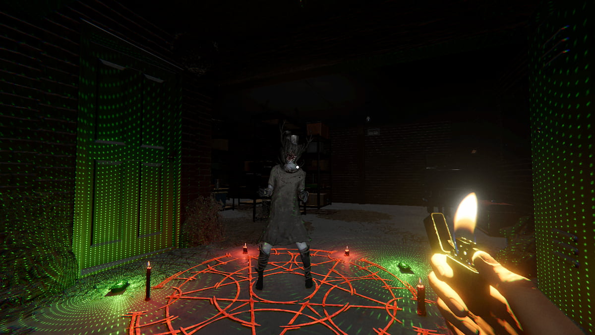 The forest spirit ghost in a summoning circle in phasmophobia