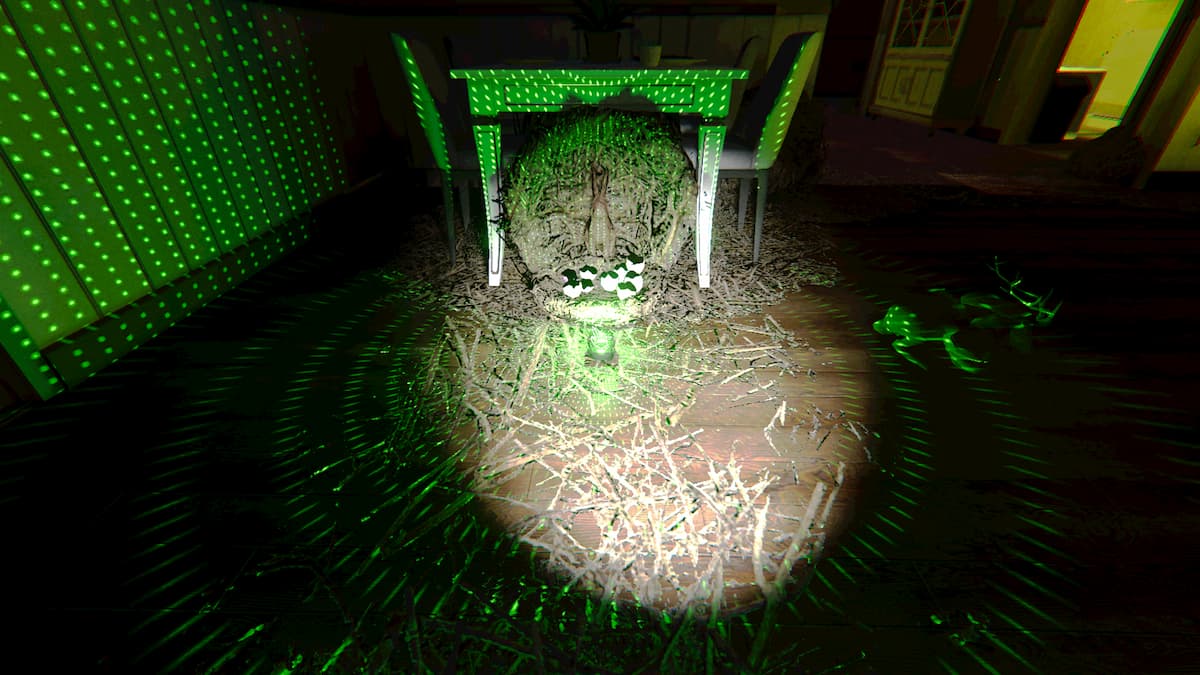 A small Forest Minion hopping away from a nest in a DOTS Projector in Phasmophobia