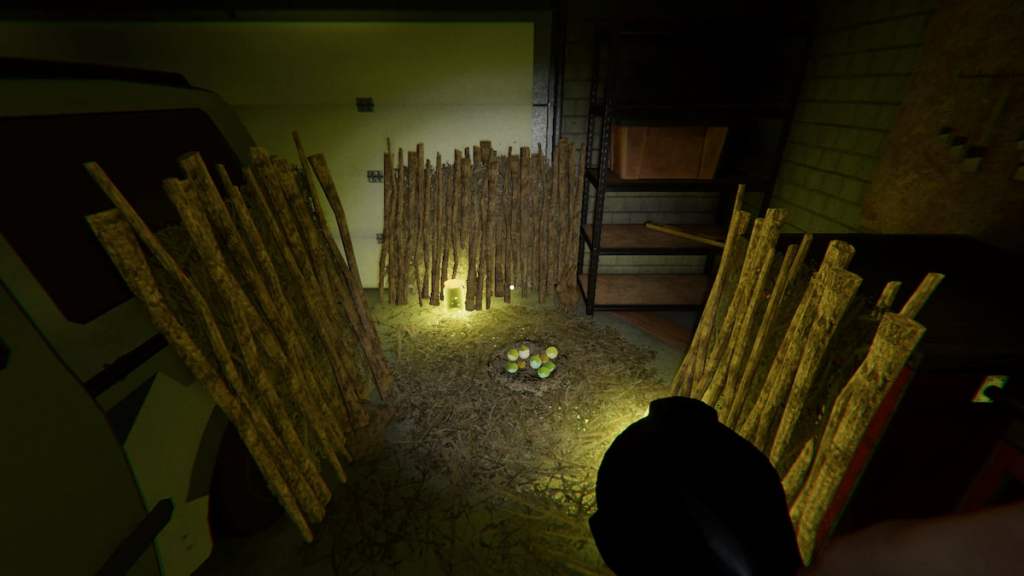 A Forest Minion nest in the garage at 6 Tanglewood Drive in Phasmophobia