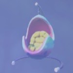 A hanging egg chair in DDV.