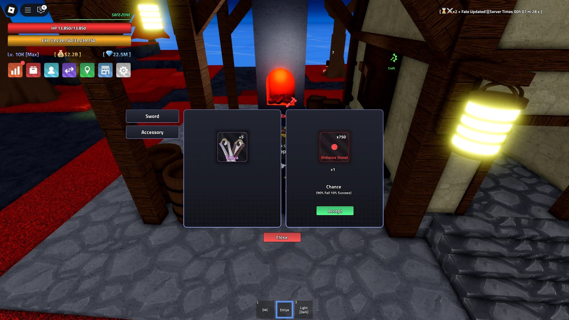 How to enhance the Emiya Sword in Verse Piece Roblox experience