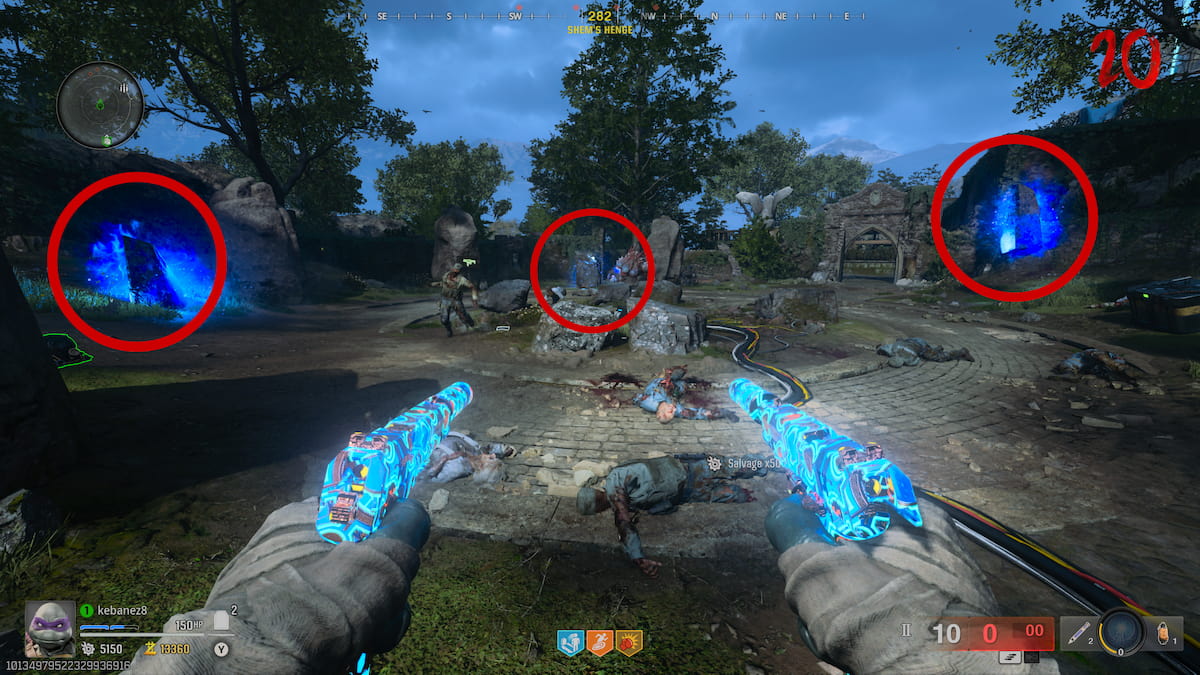 Three blue rocks floating