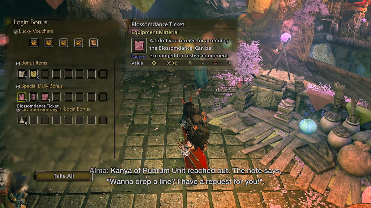 Earning Blossomdance Tickets from daily log in