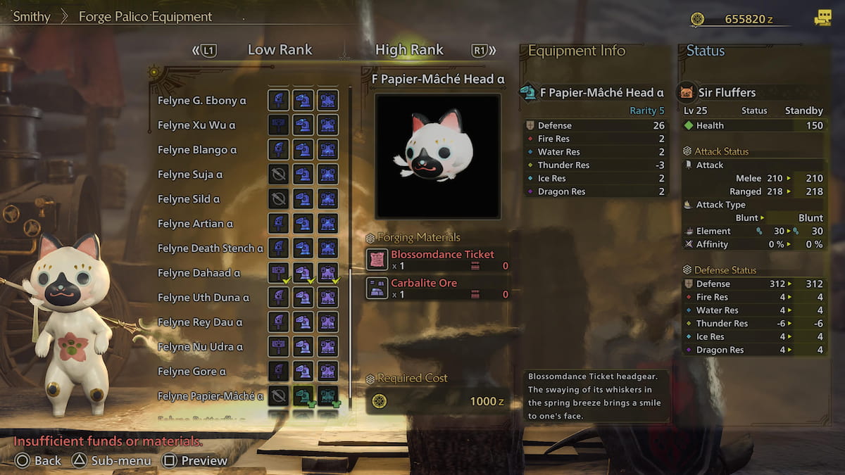 Felyne Papier Mache outfit on Palico