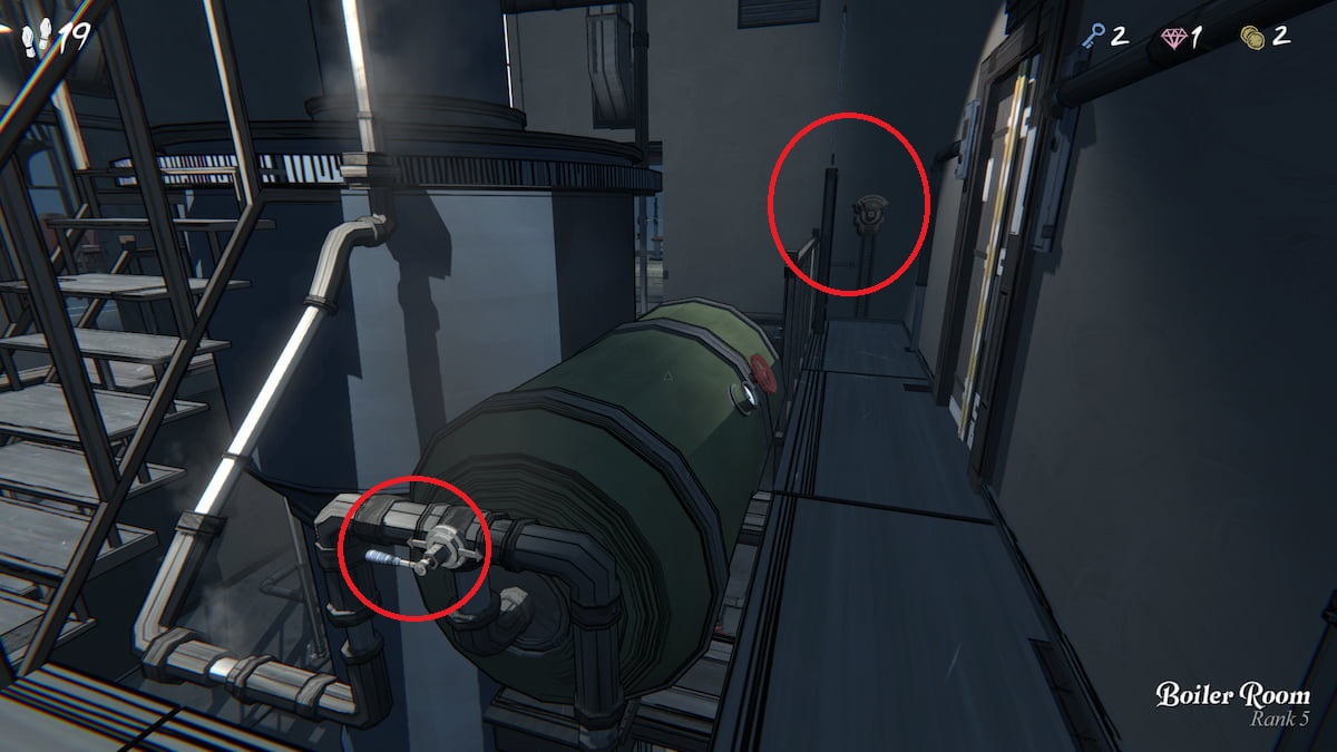 Opening the locked gate and turning the lever in Boiler Room