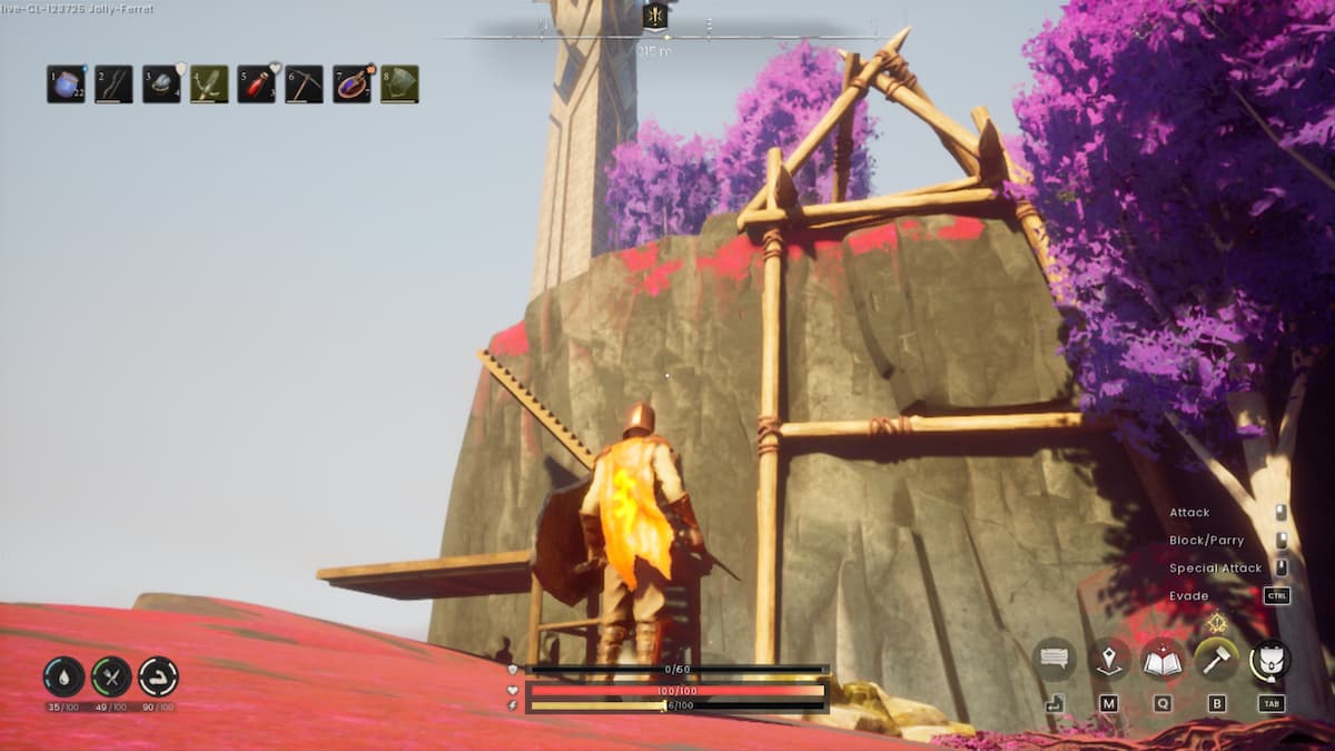 Building stairs to reach the summit of Fractured Plains