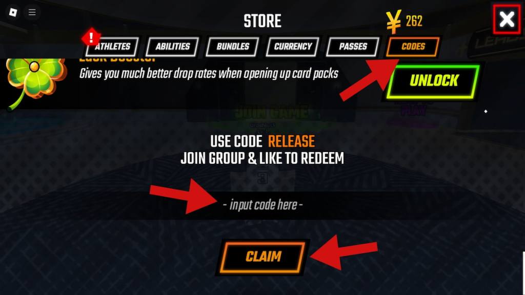 How to redeem codes in Volleyball Ascended