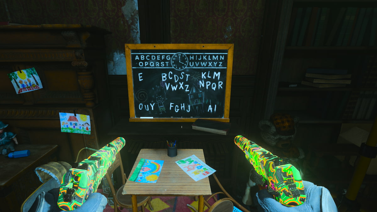 Doppelghast code on chalkboard