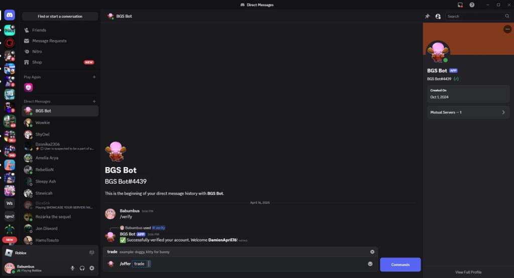 How to trade with the BGS Bot in the Bubble Gum Simulator INFINITY Roblox experience