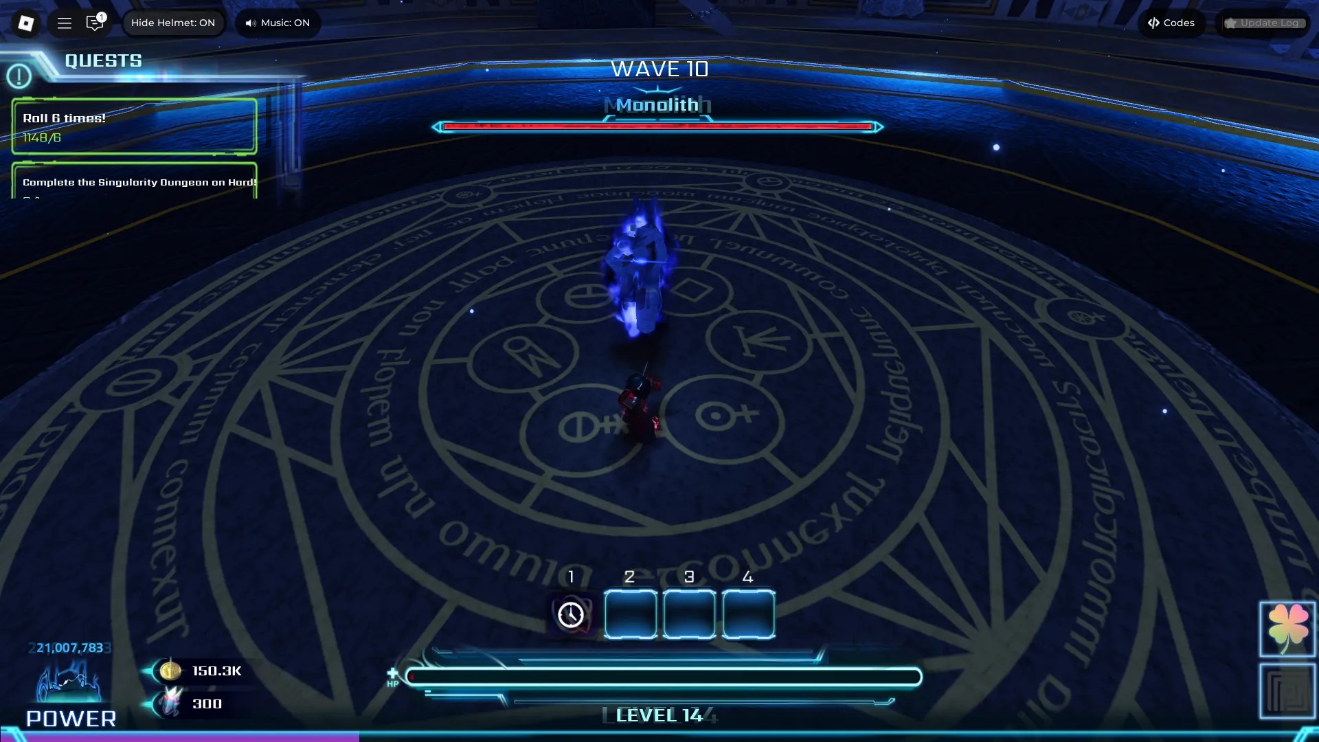 A player fighting a Dungeon Boss in Hunters Roblox experience