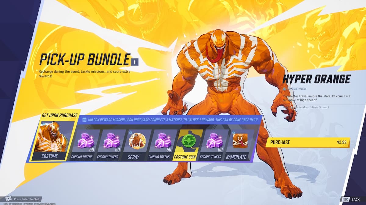 venom dressed in an orange and white suit with his tongue sticking out