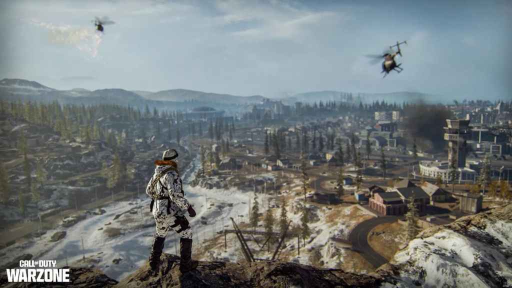 Warzone operator looking out over Verdansk