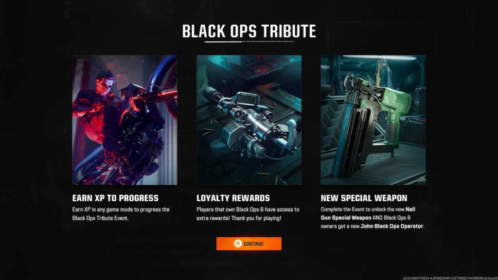BO6 Black Ops Tribute event screen