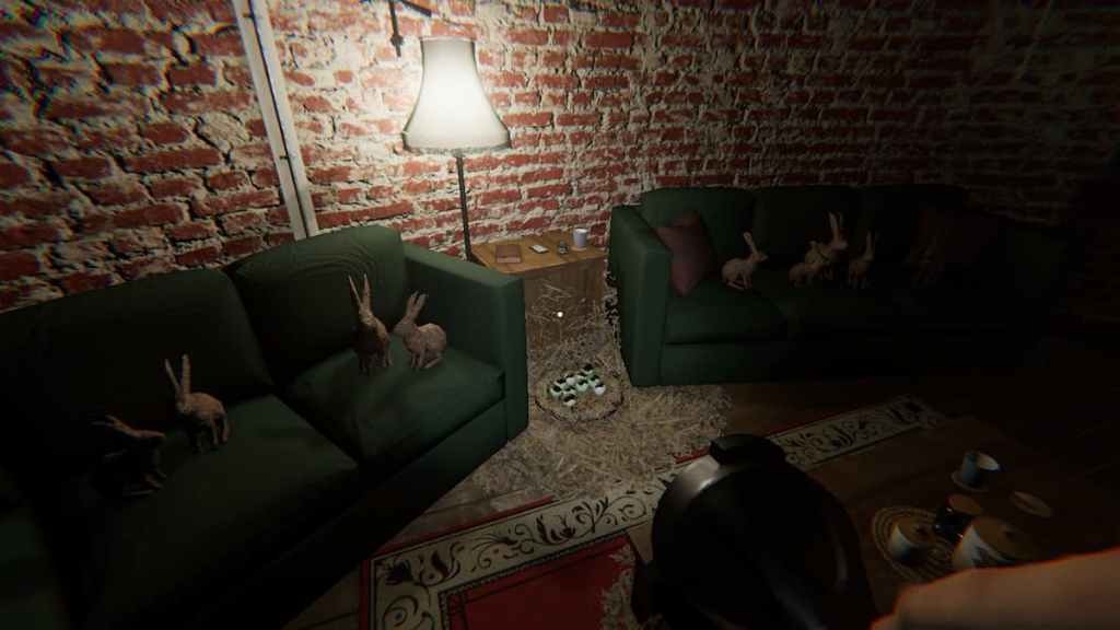 Forest Minion nest in living room at Point Hope in Phasmophobia