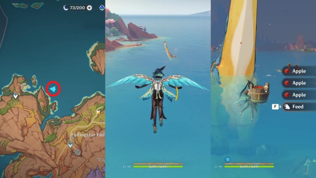 place an apple in long-necked rhino's bucket for a hidden chest in genshin impact 5.5