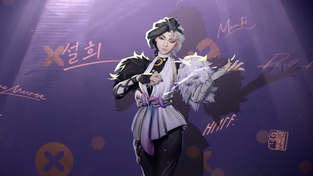 Luna Snow winking and using her ice powers while posing for a photo at thee hellfire gala in marvel rivals