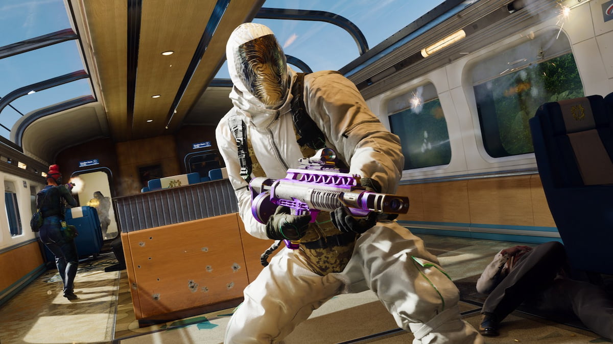 Operator wielding a gun